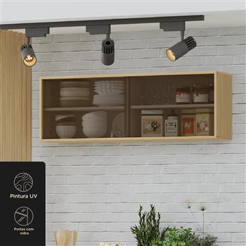 Aéreo portas de vidro 120cm Glória - castanho / castanho AGL04 