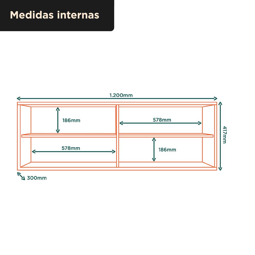 Aéreo portas de vidro 120cm Glória - castanho / castanho AGL04 