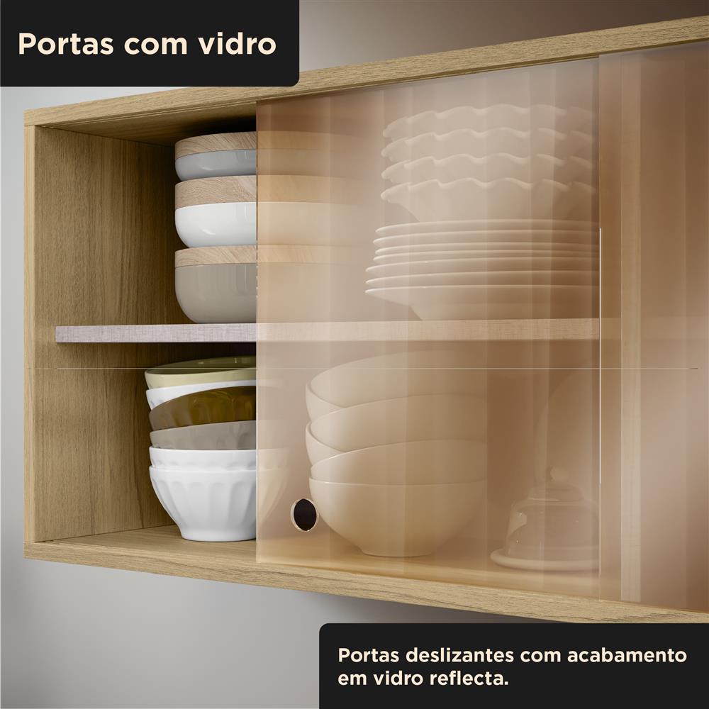 Aéreo portas de vidro 120cm Glória - castanho / castanho AGL04 